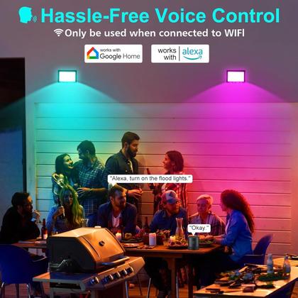 Imagem de Holofote LED CREPOW RGB 100W Bluetooth IP66, pacote com 4