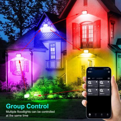 Imagem de Holofote LED CREPOW RGB 100W Bluetooth IP66, pacote com 4