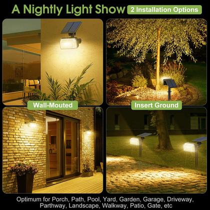 Imagem de Holofotes solares WENATY 102 LED IP65 à prova d'água, pacote com 8