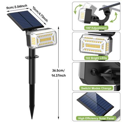Imagem de Holofotes solares WENATY 102 LED IP65 à prova d'água, pacote com 8
