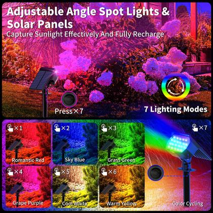Imagem de Holofotes solares WENATY Color Changing 7 modos, pacote com 6 IP65