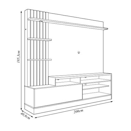 Imagem de Home Estante Para TV 65 Pillar Detalhe Ripado e Nichos com Led Freijó/Cinza Fosco G73 - Gran Belo