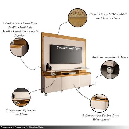 Imagem de Home Estante Quantum 2 Portas em MDP/MDF para TV até 70 Polegadas Off White/Cinamomo G26 - Hb Móveis