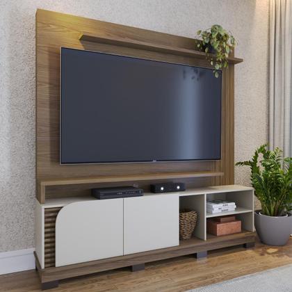 Imagem de Home Frisado para TVs de 75" Pescara Amendoa Off White Matte