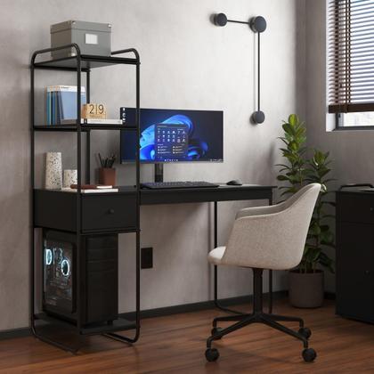 Imagem de Home Office Escrivaninha Com Prateleira Gaveta Espaço para CPU Moderno Multifuncional