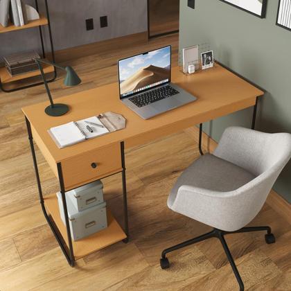 Imagem de Home Office Escrivaninha Mesa de Estudos Escritório com Prateleira Para CPU 1 Gaveta