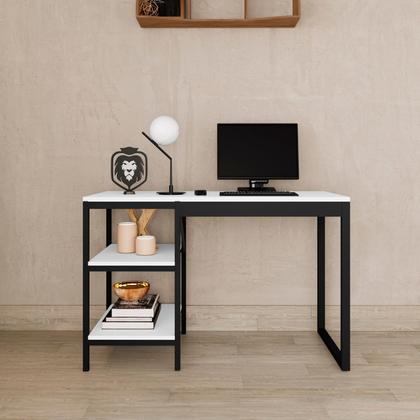 Imagem de Home Office Slim Compacto Quarto Escritório Preto Branco