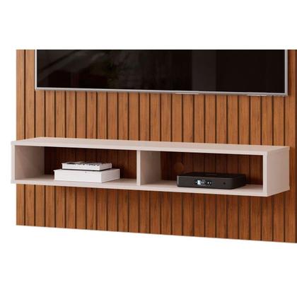 Imagem de Home p/ TV até 55 Pol Aston Ripado c/ 1 Prateleira e 2 Nichos 134x168cm Freijó/Off White - DJ Móveis
