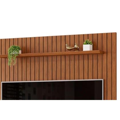 Imagem de Home p/ TV até 55 Pol Aston Ripado c/ 1 Prateleira e 2 Nichos 134x168cm Freijó/Off White - DJ Móveis