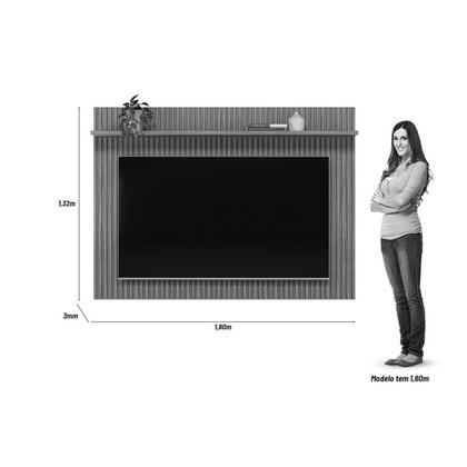 Imagem de Home p/ TV até 75 Pol Genova c/ 1 Prateleira 200x130cm Nature Fosco - Linea Brasil