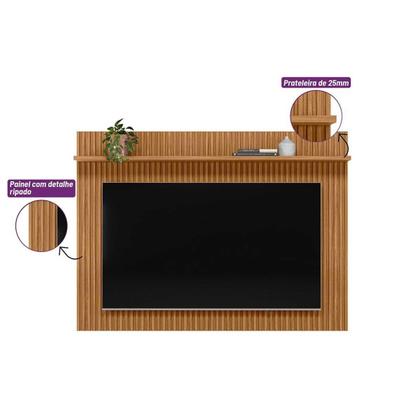 Imagem de Home p/ TV até 75 Pol Genova c/ 1 Prateleira 200x130cm Nature Fosco - Linea Brasil