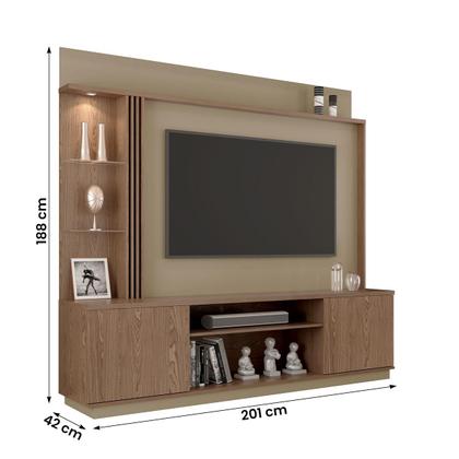 Imagem de Home Painel Atlanta Sala TV 65 Polegadas C/ LED Freijo/Fendi