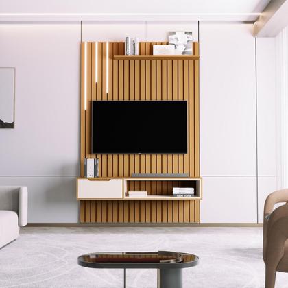 Imagem de Home Painel Ripado Tucumã 1.4 com 1 Gaveta com LED