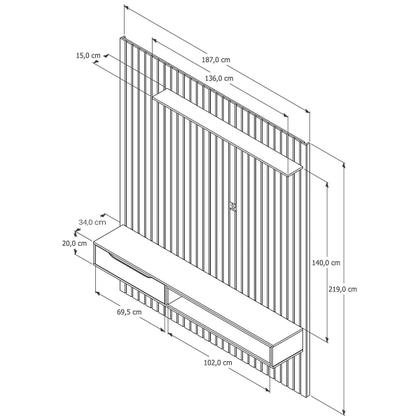 Imagem de Home Painel Ripado Tucumã 1.8 com 1 Gaveta com LED