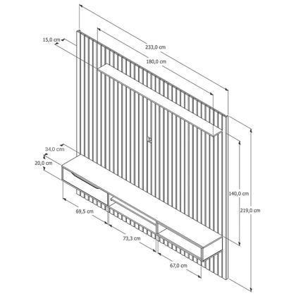 Imagem de Home Painel Ripado Tucumã 2.3 com 1 Gaveta com LED