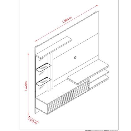Imagem de Home Painel Suspenso Carla para Sala Espelho Decorativo TV 55 Polegadas Fendi/ Naturale
