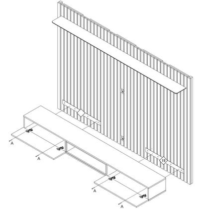 Imagem de Home Ripado Painel de Parede Suspenso Embutido para Sala de Estar com Nicho Bancada Prateleira 2 Portas LOFT Imcal 2.2 - Nature