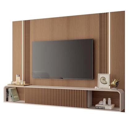 Imagem de Home Suspenso Empire Castanho Off White e Kit Mesa de Centro Sky Castanho- HB Móveis