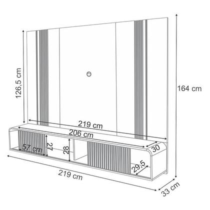Imagem de Home Suspenso Empire Castanho Off White e Kit Mesa de Centro Sky Castanho- HB Móveis