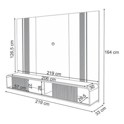 Imagem de Home Suspenso Empire Cinamomo Off White e Kit Mesa de Centro Sky Off White- HB Móveis
