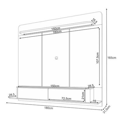 Imagem de Home Suspenso Galax Castanho Off White e Mesa de Centro Sky Castanho- HB Móveis