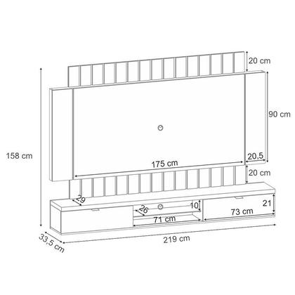 Imagem de Home Suspenso Illusion 2.2 e Mesa de Centro Cadenza Cinamomo Off White - HB Móveis
