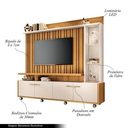 Imagem de Home Theater Decorativo Perseu TV até 60" com LED Cinamomo/Off White G26 - Gran Belo