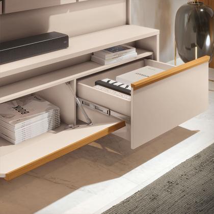 Imagem de Home Theater Decorativo Punk para TV até 75" com LED Off White/Cinamomo G26 - Gran Belo
