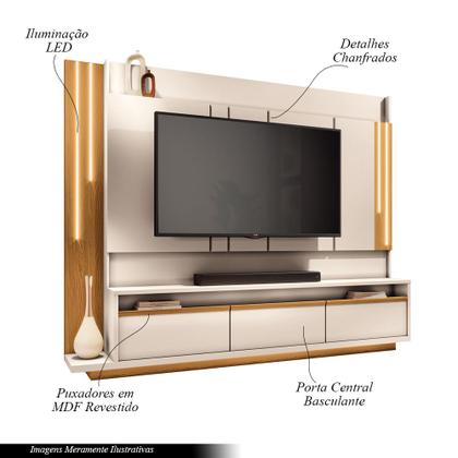 Imagem de Home Theater Decorativo Punk para TV até 75" com LED Off White/Cinamomo G26 - Gran Belo