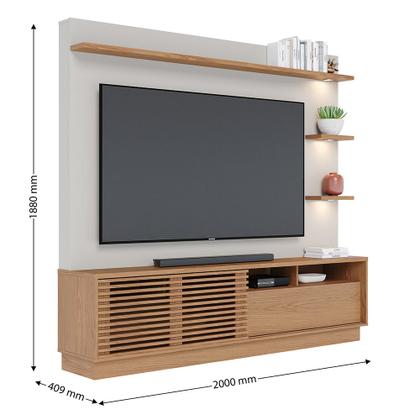 Imagem de Home Theater Jones para TV 70 Polegadas Off White Matte/ Freijó com Nicho e Gaveta