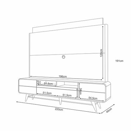 Imagem de Home Theater Nobre TV até 85 Polegadas com LED Off White/Castanho G26 - Hb Móveis