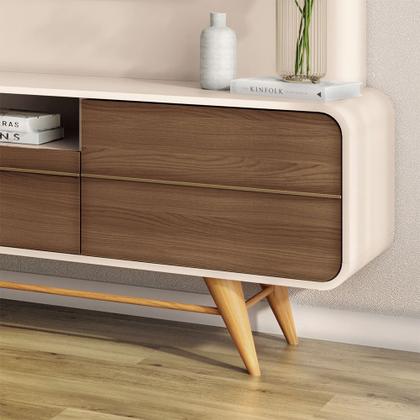 Imagem de Home Theater Nobre TV até 85 Polegadas com LED Off White/Castanho G26 - Hb Móveis