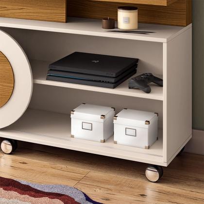 Imagem de Home Theater Órbis TV até 55 Polegadas com Rodízios Cinamomo/Off White G26 - Hb Móveis