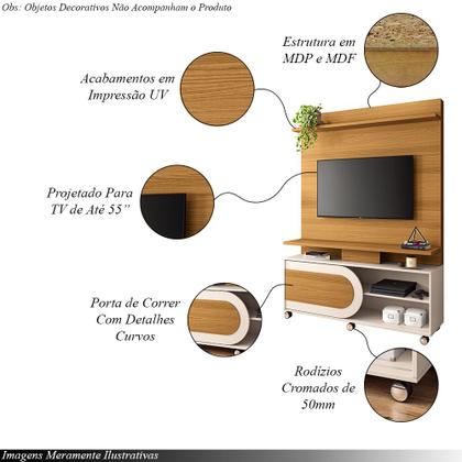Imagem de Home Theater Órbis TV até 55 Polegadas com Rodízios Cinamomo/Off White G26 - Hb Móveis