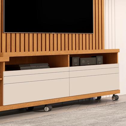 Imagem de Home Theater Para Sala TV de Até 55 Polegadas Seis Rodízios Duas Portas Ripado Nobre - Giga Móveis