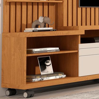 Imagem de Home Theater Para Sala TV de Até 55 Polegadas Seis Rodízios Duas Portas Ripado Nobre - Giga Móveis