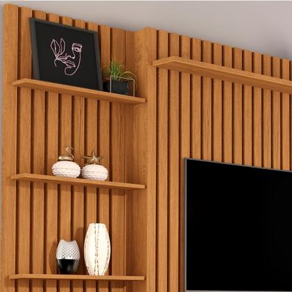 Imagem de Home Theater Para Sala TV de Até 55 Polegadas Seis Rodízios Duas Portas Ripado Nobre - Giga Móveis