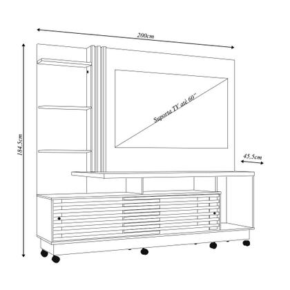 Imagem de Home Theater Stall 2 Portas 2 Prateleiras Iluminação LED até 60 Cumaru G97 - Gran Belo