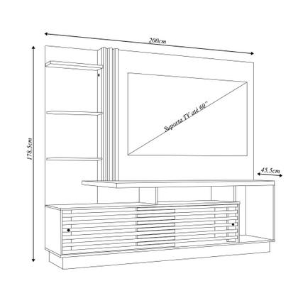 Imagem de Home Theater Stall 2 Portas 2 Prateleiras Iluminação LED MDP até 60 Fendi/Naturale G97 - Gran Belo