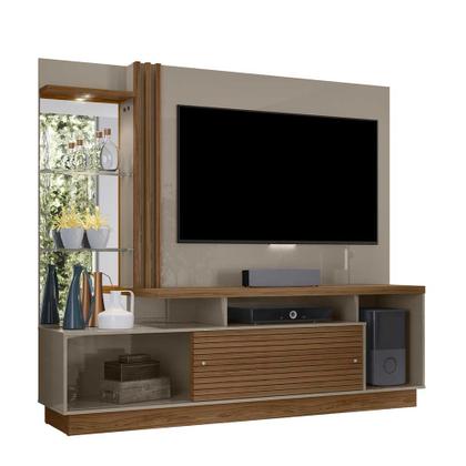 Imagem de Home Theater Stall 2 Portas 2 Prateleiras Iluminação LED MDP até 60 Fendi/Naturale G97 - Gran Belo