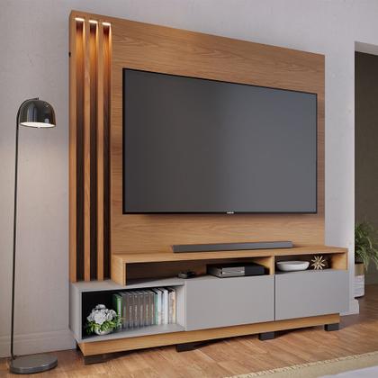 Imagem de Home Theater Stone para TV 75 Polegadas Freijó/ Cinza Fosco com LED e Portas