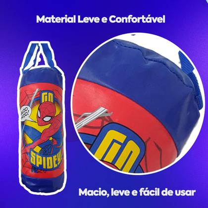 Imagem de Homem Aranha Saco Pancadas Boxe Infantil 3 Peças com Luvas
