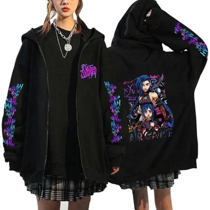 Hoodie Unissex Oversized Com Estampa De Macaco Arcane Jinx