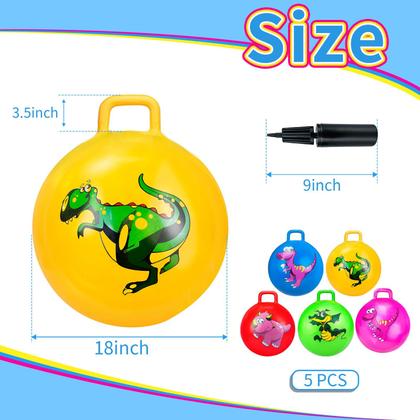 Imagem de Hopper Ball Hymaz Dinosaur de 18 polegadas com alças e bomba de ar, 5 unidades