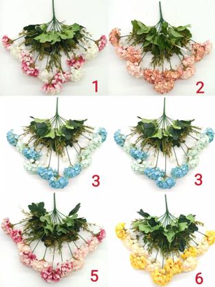 Imagem de Hortênsias Artificial Buque Com 11 Flores Total Azul Rosa