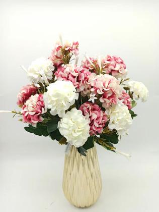 Imagem de Hortênsias Artificial Buque Com 11 Flores Total Azul Rosa