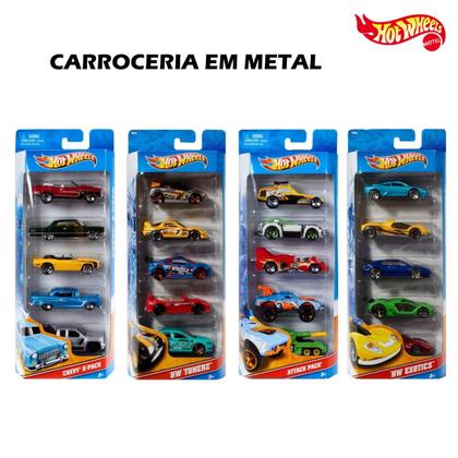 Imagem de Hot Wheels 5 Carrinhos Sortidos Kit Matel Caixa Coleção Miniatura Original Ferro Hotwheels Menino