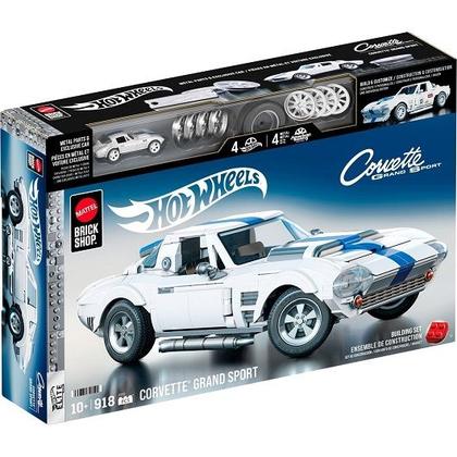 Imagem de Hot Wheels Brick Shop Blocos Montar Custom Corvette Grand Sport 63  Exclusiva Miniatura Metal  918 peças