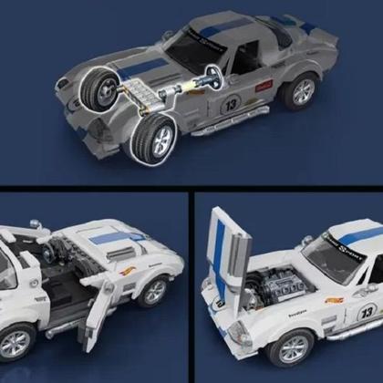 Imagem de Hot Wheels Brick Shop Blocos Montar Custom Corvette Grand Sport 63  Exclusiva Miniatura Metal  918 peças