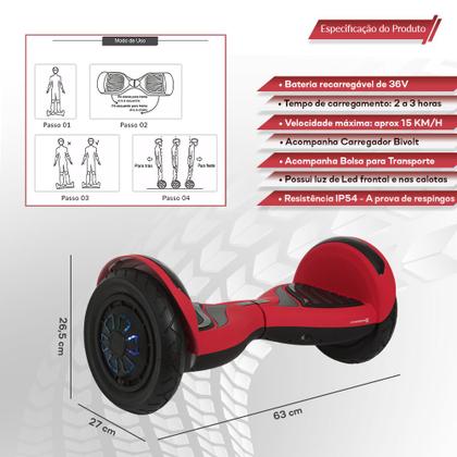 Imagem de Hoverboard 10 Polegadas Smart Balance Bluetooth Com Led
